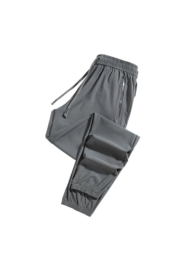 Men's Casual Pants for Daily Comfort – Elastic Legging with Floral Print Waistband Suitable for Men and Women Dark Gray M