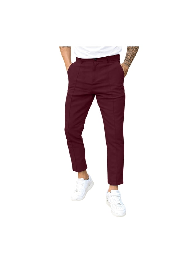 Men's Casual Pants for Everyday Comfort with and Classic Design - Versatile Men's Bottoms for Everyday Wear Red XL