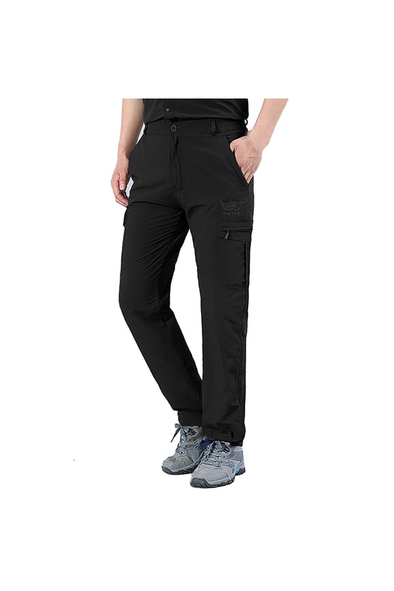 Men's Casual Pants for Outdoor Adventure Stretch Work Hiking Dry Lightweight Windproof Travel Cargo Trousers Black XXXL