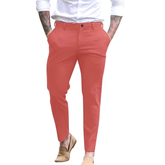 Yuhangmm Mens Casual Sports Thickened Pants with Multiple Pockets for Everyday Wear Pink XXL