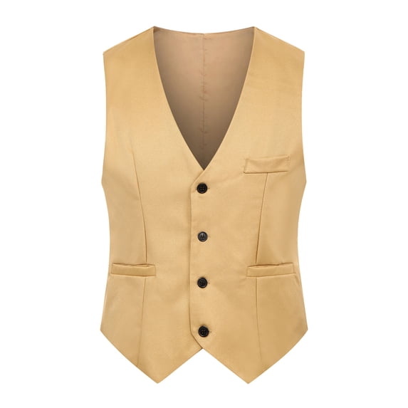 Yuhangmm Mens Tank Top, Men's Solid Color Vest for Formal Party or Stage Wear – Slim Fit Dress Vest for Men Casual British Style Khaki XXXXXL
