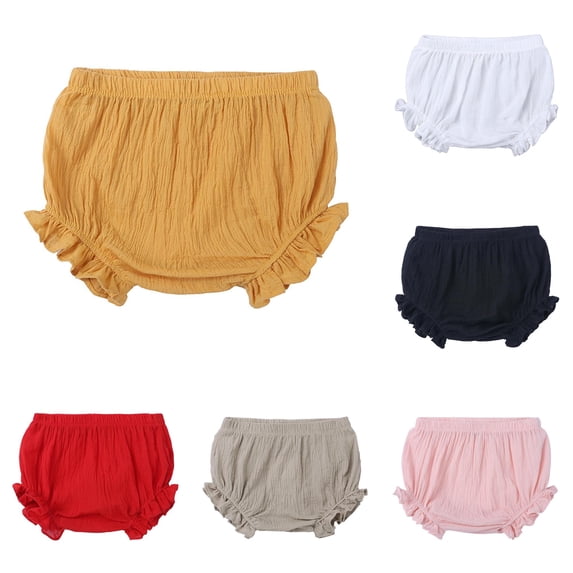 Yuhangmm Pants for Girls, Baby Girls Boys Solid Spring Summer Shorts Ruffle Clothes Sprint Shorts Yellow 6-12 Months