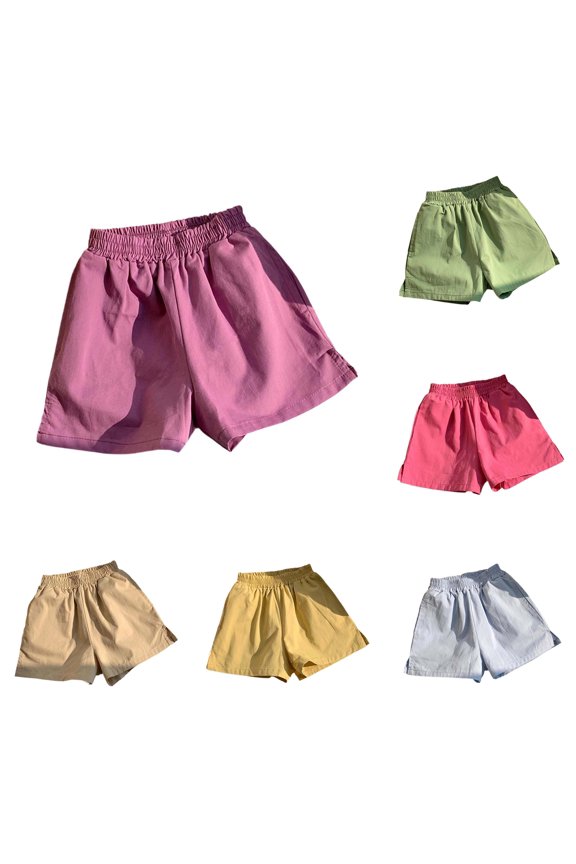 Yuhangmm Pants for Girls, Child Toddler Boys Girls Elastico Shorts Casual Summer Holiday Solid Shorts Toddler Girl Shorties Purple 5-6 Years