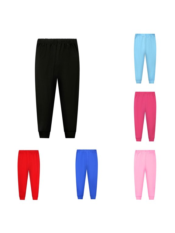 Yuhangmm Pants for Girls, Toddler Boys Girls Solid Prints Nightwear Long Pants Girls Swim Leggings Black 5-6 Years