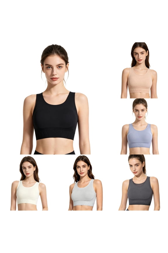 Plus Size Sports Bras for Women Seamless Compression Racerback High Intensity Wireless Black M