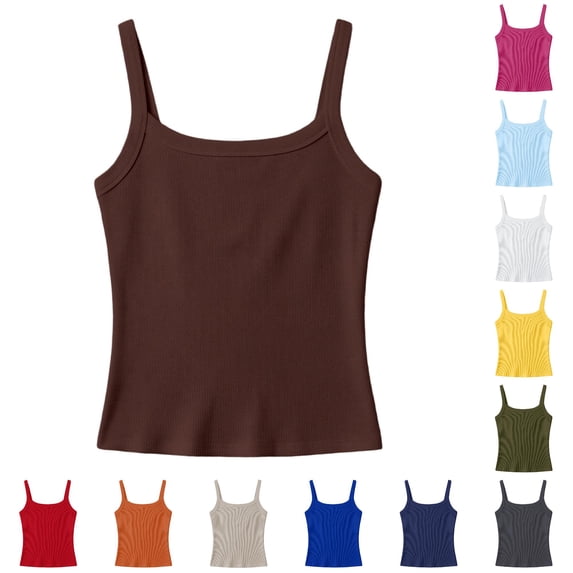 Yuhangmm Shirts for Girls, Girls Ribbed Stretch Sleeveless Tank Top Casual Basic Slim Fit Tee Shirt For Kids Toddler Youth Long Sleeve Coffee 9-10 Years