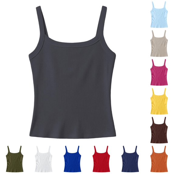 Yuhangmm Shirts for Girls, Girls Ribbed Stretch Sleeveless Tank Top Casual Basic Slim Fit Tee Shirt For Kids Toddler Youth Long Sleeve Grey 11-12 Years