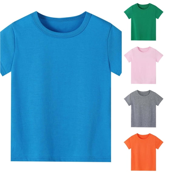 Yuhangmm Shirts for Girls, Gender Neutral Child Comfortable T Shirt For Children Tops Sky Blue 4-5 Years