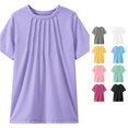 thumbnail image 1 of Yuhangmm Shirts for Girls, Girls Pleated T Shirts Kids Summer Short Sleeve Fashion Tops Tees 5 14 Years 2t Girls Top Light Purple 10-12 Years, 1 of 9