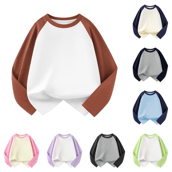 Yuhangmm Shirts for Girls, Toddler Kids Baby Girls Boys Long Sleeve Shirts Raglan Shirt Baseball Tee Tops Long Sleeve Coffee 9-10 Years