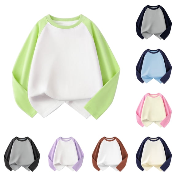 Yuhangmm Shirts for Girls, Toddler Kids Baby Girls Boys Long Sleeve Shirts Raglan Shirt Baseball Tee Tops Long Sleeve Green 9-10 Years