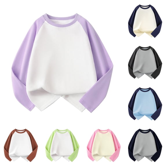 Yuhangmm Shirts for Girls, Toddler Kids Baby Girls Boys Long Sleeve Shirts Raglan Shirt Baseball Tee Tops Long Sleeve Purple 9-10 Years