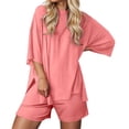 thumbnail image 1 of Yuhangmm Short Sets for Women, Women Round Neck T Shirt And Athletic Shorts Suit Set For Sports Summer Casual Comfortable Outfit Red3 XXXL, 1 of 8