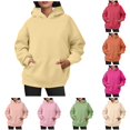 thumbnail image 1 of Yuhangmm Sweatshirts for Women Loose Fit Oversized Pullover Hoodies Short Velvet Sweaters Long Sleeve Winter Fall Outfits for Warmth Light Yellow S, 1 of 5