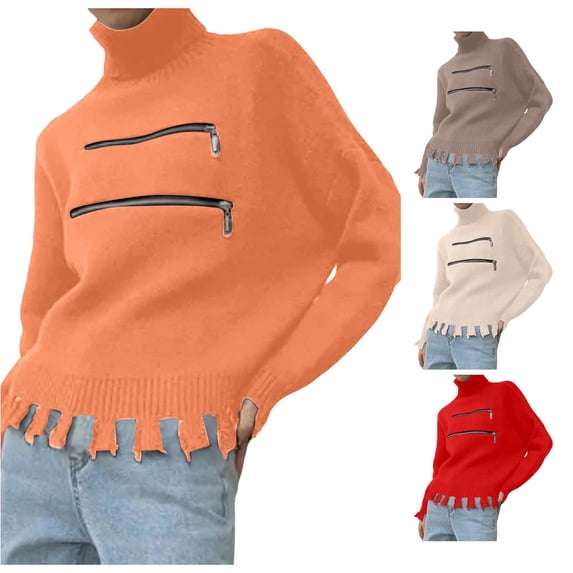 Yuhangmm Sweatshirts for Women Loose Fit Oversized Sweater Turtleneck Pullover Fall Fashion Outfit Winter Trendy Clothes with Soft Cozy Feel Red2 S