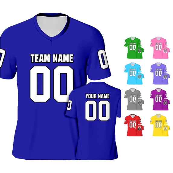 Yuhangmm T Shirts for Women, Custom Football For Men Women TeamName Football Customized Sport Shirt Fans Neck Top for Women Blue L