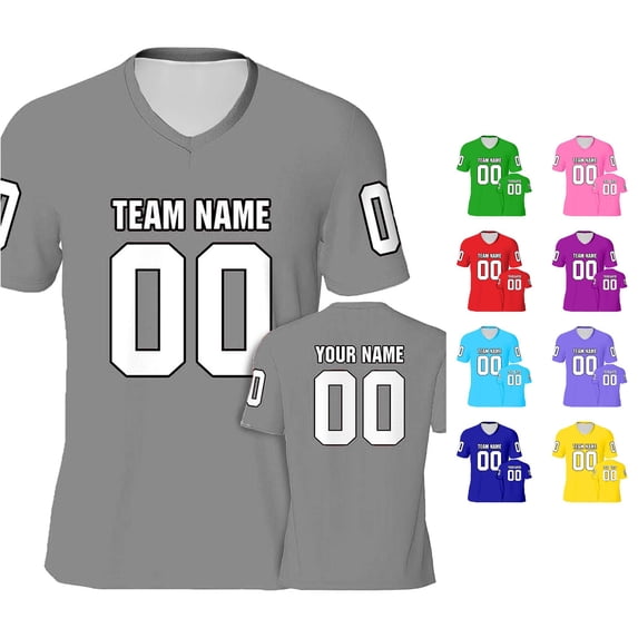 Yuhangmm T Shirts for Women, Custom Football For Men Women TeamName Football Customized Sport Shirt Fans Neck Top for Women Grey XL