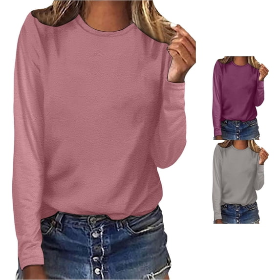 Yuhangmm T Shirts for Women, Elegant Long Sleeve Crew Neck Tee For Everyday Comfort And Long Sleeve Tops for Women Pink XXXL