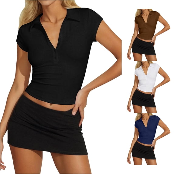 Yuhangmm T Shirts for Women, Women's Button Down Short Sleeved Tight Fitting T Shirt Womens Turtleneck Long Sleeve Tops Black XL