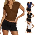 thumbnail image 1 of Yuhangmm T Shirts for Women, Women's Button Down Short Sleeved Tight Fitting T Shirt Womens Turtleneck Long Sleeve Tops Coffee XL, 1 of 4