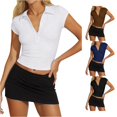 thumbnail image 1 of Yuhangmm T Shirts for Women, Women's Button Down Short Sleeved Tight Fitting T Shirt Womens Turtleneck Long Sleeve Tops White XL, 1 of 4