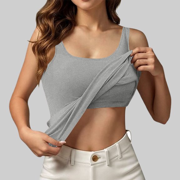 Yuhangmm Tank Tops for Women, Women's Tanks & - Modern Sleeveless Camisole with Built-In Support for Casual Summer Comfort and Everyday Wear Grey XXXL