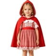 thumbnail image 1 of Yuhangmm Toddler Girl Red Hood Dress Cape Cloak Halloween Cosplay Outfit Red 6-12 Months, 1 of 9