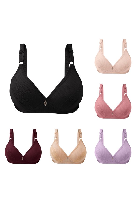 Tshirt Bras for Women No Steel Ring French Open Back Thin Summer Bra Black 44