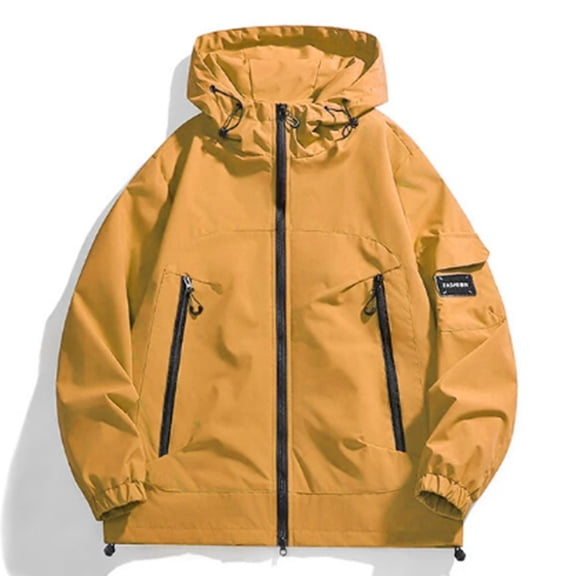 Yuhangmm Women's Casual Jacket for Everyday Wear - Loose Hooded Windbreaker Style Coat for Spring and Autumn Versatile Solid Color Outerwear for Casual Yellow L