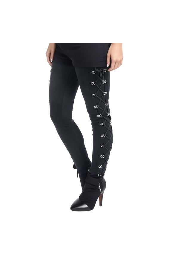 Women's Casual Pants Gothic Lace Lady Pants - Modern Trousers with Side Black Pants Black XL