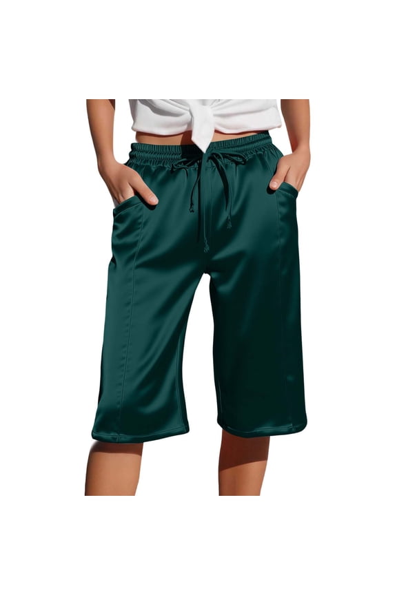 Women's Effortless Mid Rise Casual Pants Slim Fit Solid Color Comfortable Lightweight Everyday Wear Green M
