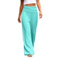 thumbnail image 1 of Yuhangmm Women's Pants Casual Elastic Waist Wide Leg Pants Stretchy Comfortable Trousers For Everyday Wear Versatile Outfits Women Breathable Soft Flowy Sky Blue XL, 1 of 6