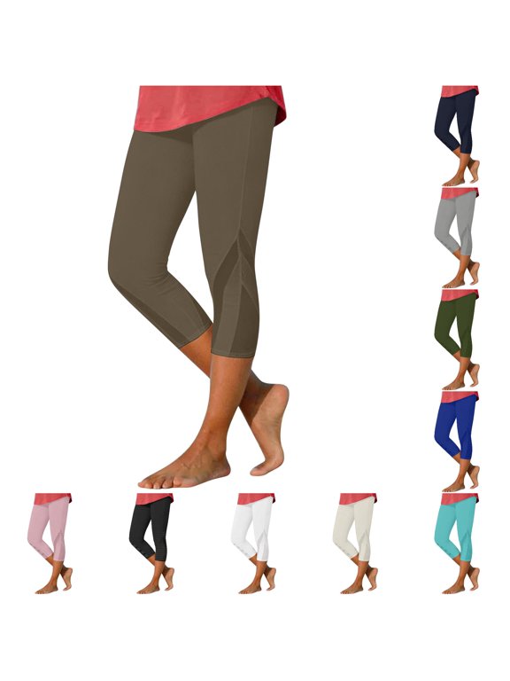 Women's Pants, Casual Mesh Capri Pants Fashionable Sporty Wear Soft Stretch Ankle Length Trousers For Everyday Comfort Loose Dress Pants for Women Business Casual Khaki S
