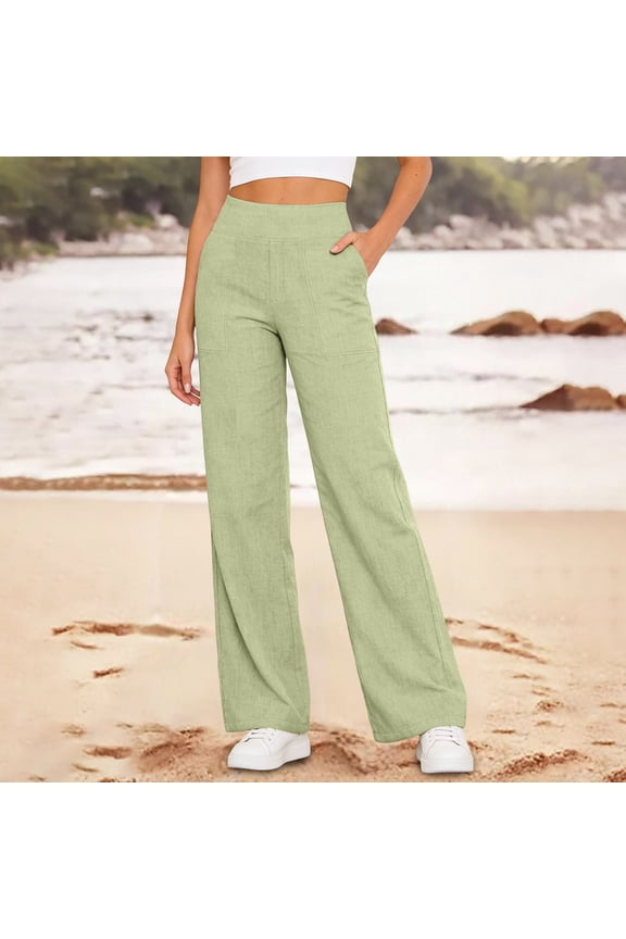 Women's Pants, Everyday Comfort High Waist Wide Leg Pants for Casual Casualwear Trousers Everyday Women Mint Green XXXL
