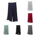 thumbnail image 1 of Yuhangmm Women's Pants, High Waist Casual Capris Stretchy Summer Shorts Soft Comfortable Elastic Waistband Lightweight Trousers Womens Flare Leggings Navy XL, 1 of 3