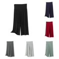 thumbnail image 1 of Yuhangmm Women's Pants, High Waist Casual Capris Stretchy Summer Shorts Soft Comfortable Elastic Waistband Lightweight Trousers Womens Flare Leggings Black XL, 1 of 3