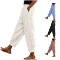 thumbnail image 1 of Yuhangmm Women's Pants, Women Waist Wide Leg Pants High Waisted Wide Leg Pants Fashion Elastic Trousers Comfy Straight Leg Long Pants With Pockets Womens Pants White XXL, 1 of 6