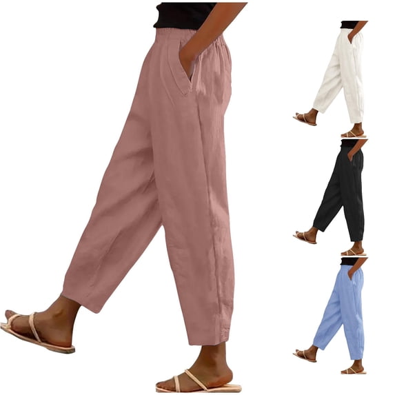 Yuhangmm Women's Pants, Women Waist Wide Leg Pants High Waisted Wide Leg Pants Fashion Elastic Trousers Comfy Straight Leg Long Pants With Pockets Womens Pants Pink M