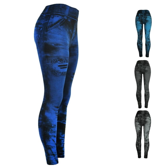 Yuhangmm Women's Pants, Women's Jeans Bottom Pants Coloured -up Super Bomb Slim Nine- Pants 80s Leggings for Women Dark Blue XL