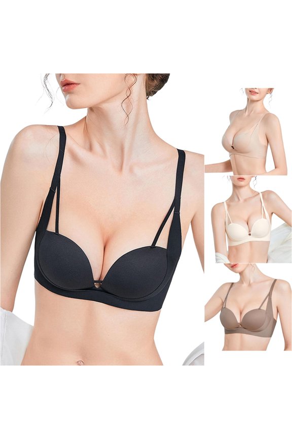 Women's Sports Bras Push Up Seamless No Steel Ring Finger Cup Lightweight Black B
