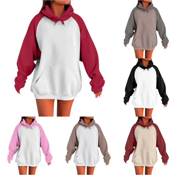 Yuhangmm Women's Sweatshirts Oversized Hoodies for Women Pullover Fall Sweatshirts Fashion Outfits Clothes with Cozy Warm Material and Relaxed Fit Red L
