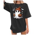 thumbnail image 1 of Yuhangmm Womens Halloween Shirts Casual Fashion Graphic Loose Fit T Shirt with Stylish Print Soft Blend Tee Comfortable Crew Neck Black L, 1 of 4