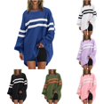 thumbnail image 1 of Yuhangmm Womens Hoodies Pullover Womens Oversized Striped Sweatshirt Long Sleeve Crew Neck Casual Pullover Tunic Tops with Cozy Warm Material Blue S, 1 of 9