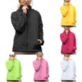 thumbnail image 1 of Yuhangmm Womens Lightweight Rain Jacket Packable Waterproof Raincoat Hooded Windbreaker Black XL, 1 of 4