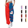 thumbnail image 1 of Yuhangmm Womens Sweatpants Baseball Football Print Bottom with Pockets High Waist Sporty Gym Athletic Jogger Pants Black L, 1 of 4