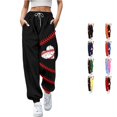 thumbnail image 1 of Yuhangmm Womens Sweatpants Baseball Football Print Bottom with Pockets High Waist Sporty Gym Athletic Jogger Pants Pink XXL, 1 of 4