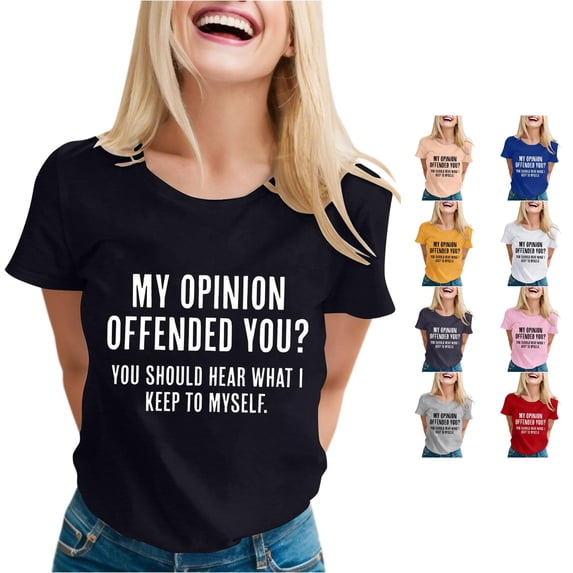 Yuhangmm Womens T Shirts, Womens Sarcastic T Shirts With Funny Sayings Novelty Graphic Tees For Women Summer Tops for Women Short Sleeve Black XXL