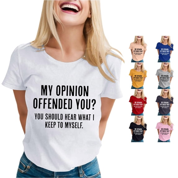 Yuhangmm Womens T Shirts, Womens Sarcastic T Shirts With Funny Sayings Novelty Graphic Tees For Women Summer Tops for Women Short Sleeve White S