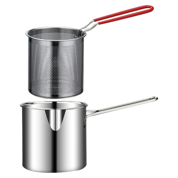 Yuhsdv 1200ML Deep Frying Pot 304 Stainless Steel Portable Cooking Pot (Pot Basket)