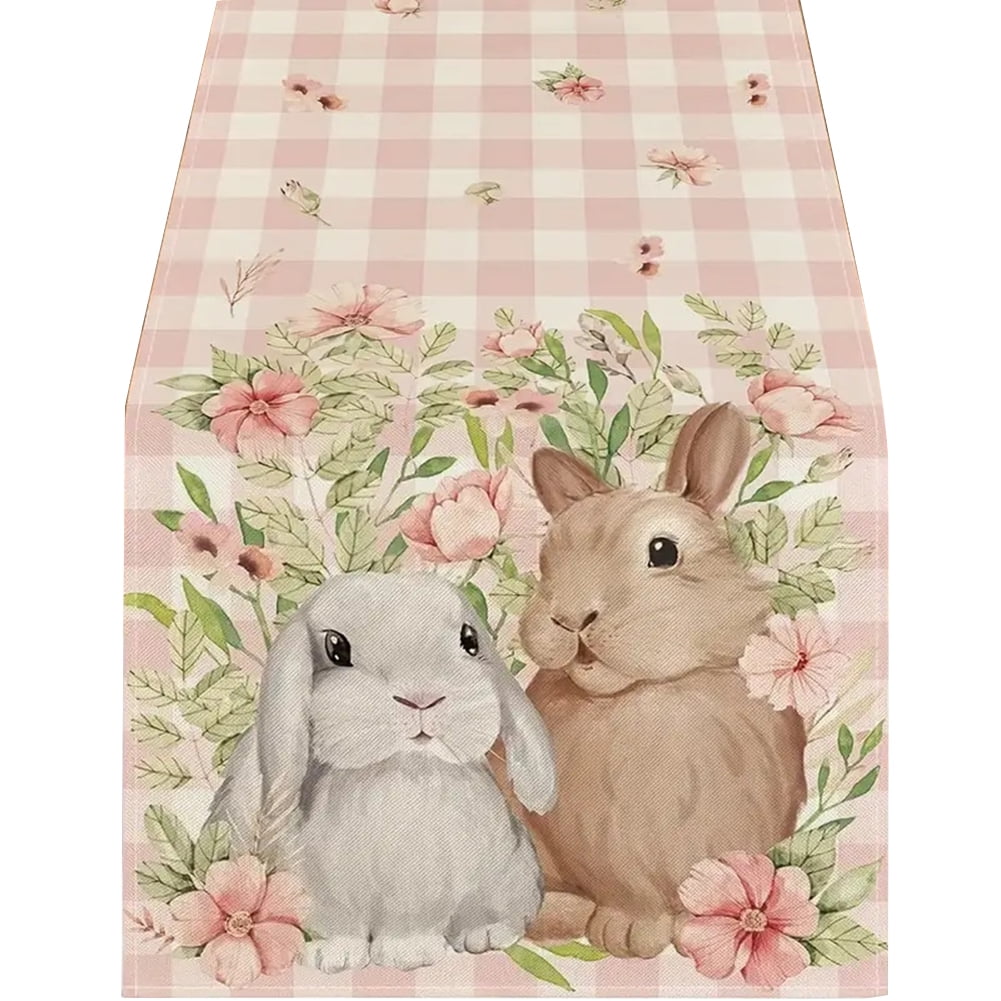 Yuhsdv Easter Rabbit Rectangle Table Cloth Dining Tabletop Cover (Pink ...